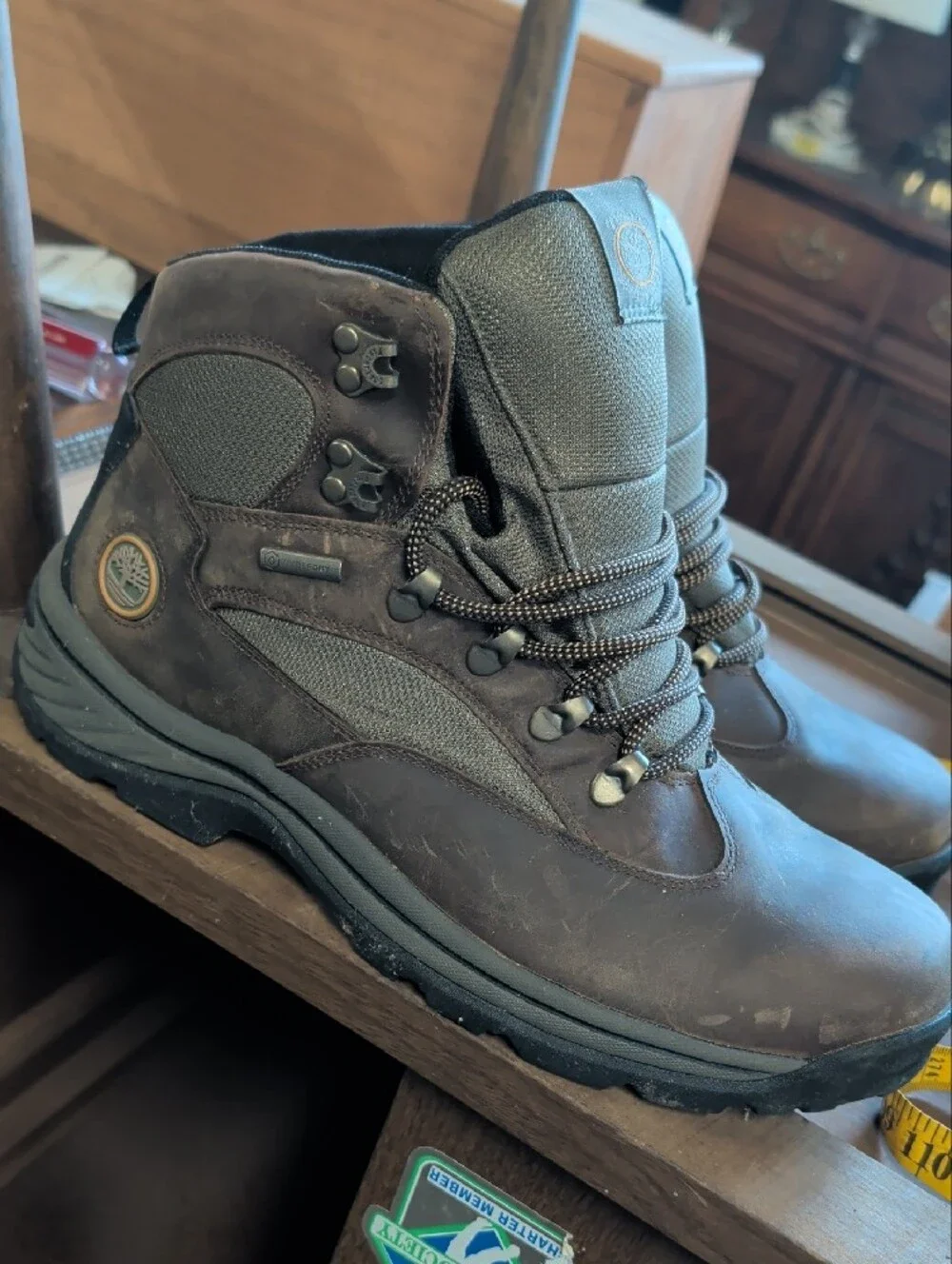 Men's Timberland Brown/Green Boots - Rugged Outdoor Work Shoe